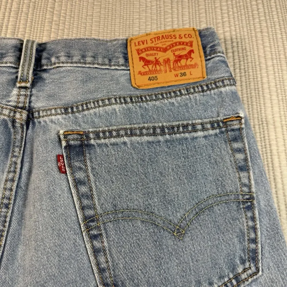 Levis Blue Jean Shorts 405 Mens 36 X 10 Jorts Y2K Dad Retro Skater Americana